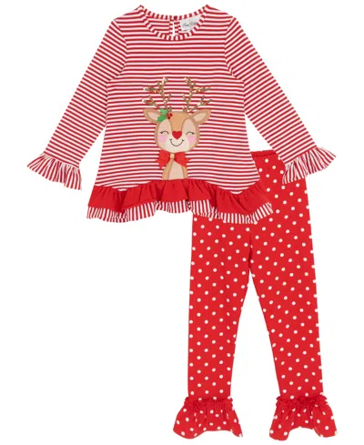 Rare Editions Kids' Girls 4t-6x Long-sleeve Striped Top And Leggings, 2-piece Set In Multi