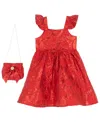 Rare Editions Girls 4t-6x Metallic Sleeveless Dress With Bow Clutch In Animal Print