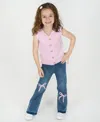 Rare Editions Girls 4t-6x Sweater Vest And Flare Jeans, 2-piece Set In Multi