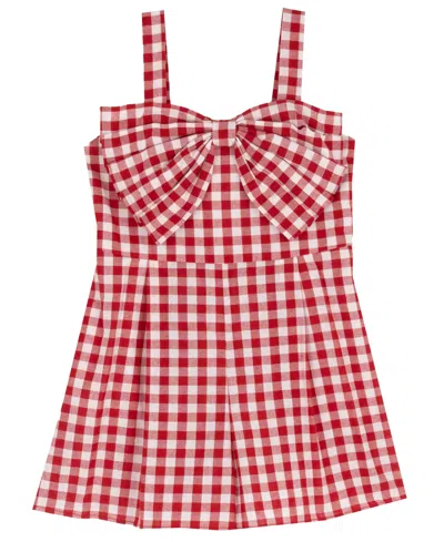Rare Editions Kids' Girls' 4t-6x Gingham Dress With Bow Detail In Multi