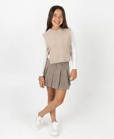 Rare Editions Kids' Girls 7-12 3-piece Top, Vest And Skort Set In Multi