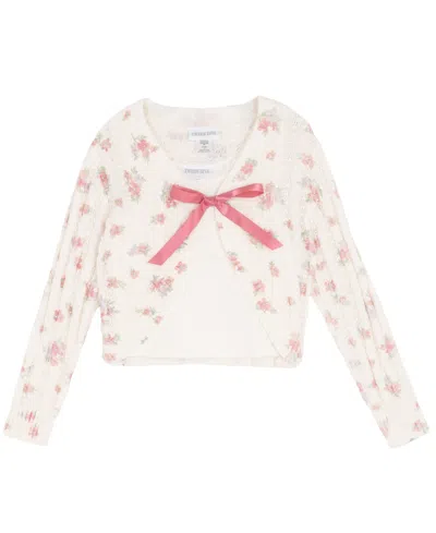 Rare Editions Kids' Girls' 7-12 Floral Printed Cardigan And Cami, 2-piece Set In Multi