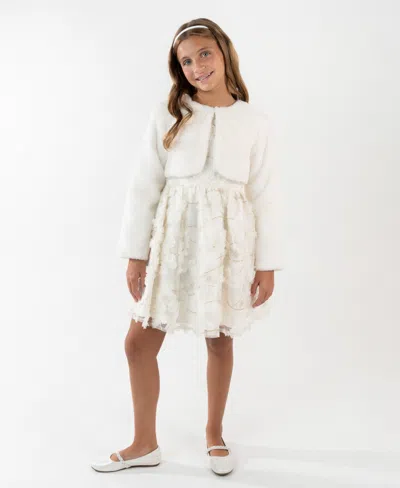 Rare Editions Kids' Girls 7-16 2-piece Round Neck Dress And Jacket Set In White
