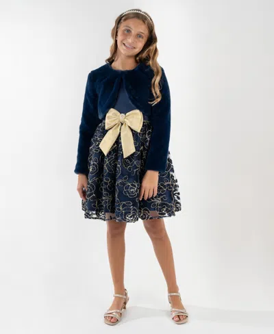 Rare Editions Kids' Girls 7-16 2-piece Sleeveless Dress And Shrug Set In Black