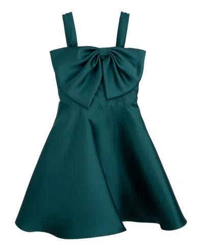 Rare Editions Kids' Girls 7-16 Asymmetrical Bow Sleeveless Mikado Dress In Green