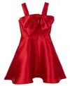 Rare Editions Girls 7-16 Asymmetrical Bow Sleeveless Mikado Dress In Red