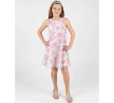 Rare Editions Kids' Girls' 7-16 Beaded Soutache Halter Dress In Pink