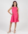 Rare Editions Girls 7-16 Bow Soutache Halter Bodice Dress In Pink
