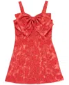 Rare Editions Girls 7-16 Brocade Paneled Bow Sleeveless Dress In Red