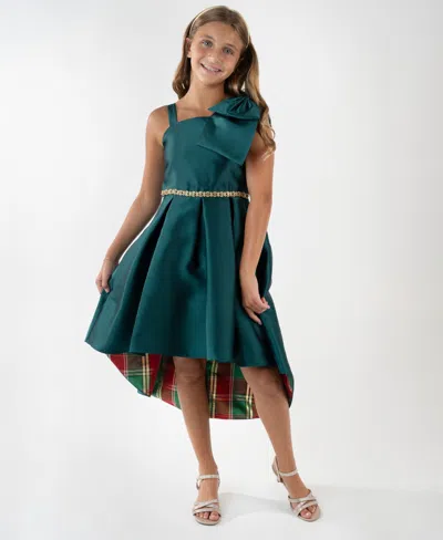 Rare Editions Kids' Girls 7-16 Mikado One-shoulder Hi-low Dress In Green