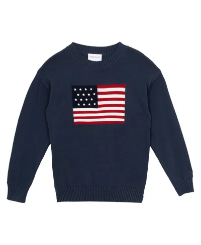 Rare Editions Kids' Girls 7-16 Oversized American Flag Long-sleeve Sweater In Blue