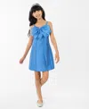 Rare Editions Girls 7-16 Paneled Sleeveless Bow Dress In Blue