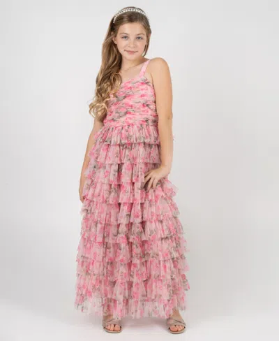 Rare Editions Kids' Girls 7-16 Printed Mesh Pleated Body Dress In Multi