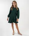 Rare Editions Girls 7-16 Ruffle Detail Wrap Dress In Green
