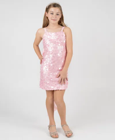 Rare Editions Kids' Girls 7-16 Sequin Mesh A-line Dress In Pink