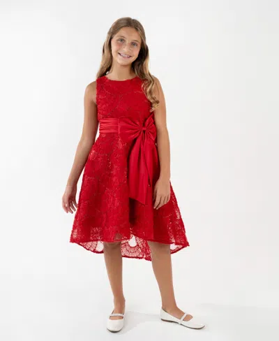 Rare Editions Kids' Girls 7-16 Soutache Hi-low Dress In Red