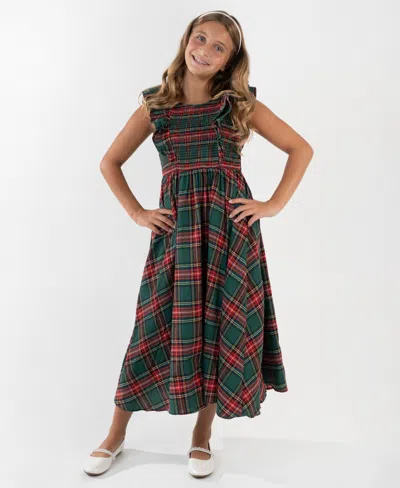 Rare Editions Kids' Girls 7-16 Woven Smocked Sleeveless Bodice Dress In Green
