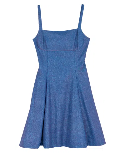 Rare Editions Kids' Girls' 7-14 Sherri Shine Tie-back Skater Dress In Blue