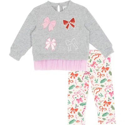 Rare Editions Babies'  Holiday Bow Top & Leggings Set In Multi