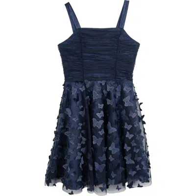 Rare Editions Kids' 3-d Butterfly Dress In Blue