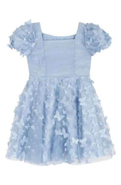 Rare Editions Kids' 3d Butterfly Mesh Party Dress In Blue