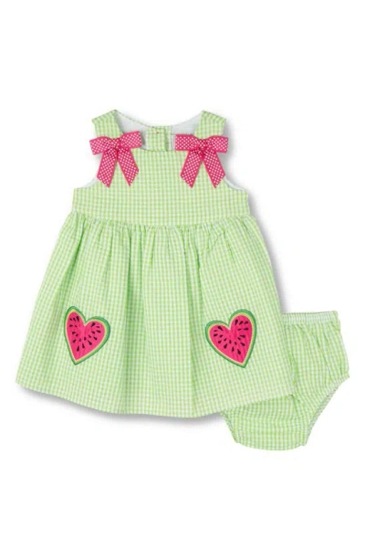 Rare Editions Kids' Appliqué Check Dress In Lime