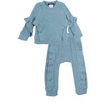 Rare Editions Kids' Brushed Rib Knit Sweater & Pants Set In Blue