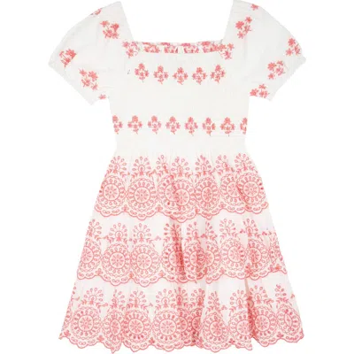 Rare Editions Kids' Cotton Eyelet Smocked Dress In Multi