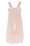 Rare Editions Kids' Floral Lace & Chiffon Dress In Pink