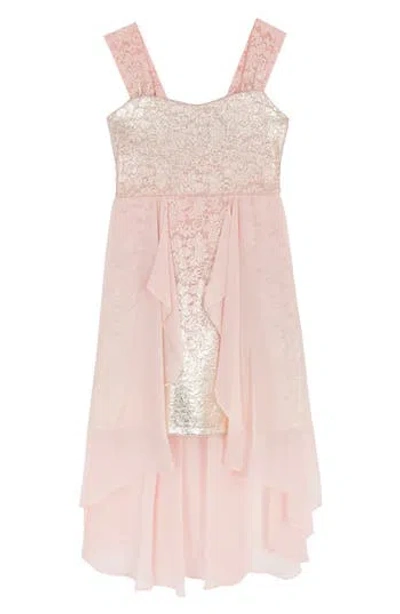 Rare Editions Kids' Floral Lace & Chiffon Dress In Pink