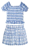 RARE EDITIONS RARE EDITIONS KIDS' FLOWER EMBROIDERED GINGHAM SET