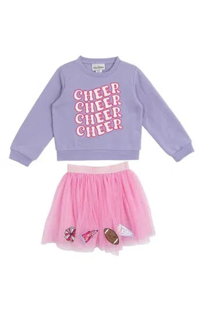 Rare Editions Kids' French Terry Top & Tutu Skirt Set In Purple