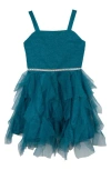 Rare Editions Kids' Glitter Mesh Party Dress In Blue