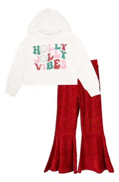 Rare Editions Kids' Graphic Hoodie & Velvet Leggings Set In Multi