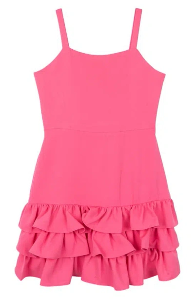 Rare Editions Kids' Laguna Ruffle Scuba Dress In Pink