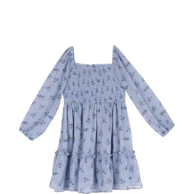 Rare Editions Kids' Lurex Chiffon Tiered Dress In Blue