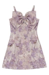 Rare Editions Kids' Metallic Brocade Bow Party Dress In Purple