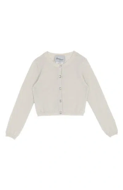 Rare Editions Kids' Metallic Knit Cardigan Sweater In Silver