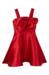 Rare Editions Girls 7-16 Asymmetrical Bow Sleeveless Mikado Dress In Red