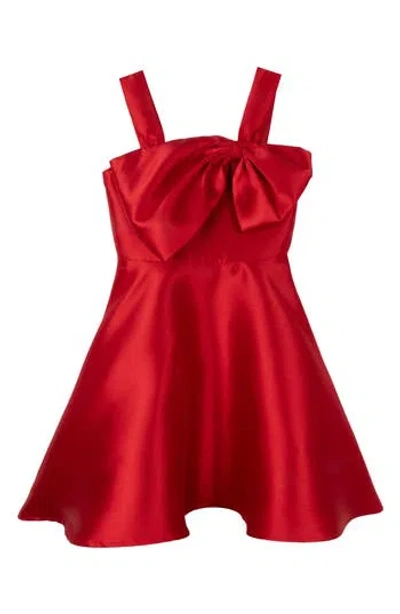 Rare Editions Kids' Girls 7-16 Asymmetrical Bow Sleeveless Mikado Dress In Red