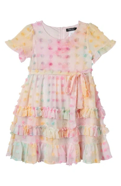 Rare Editions Kids' Ombré Textured Dot Chiffon Dress In Pink