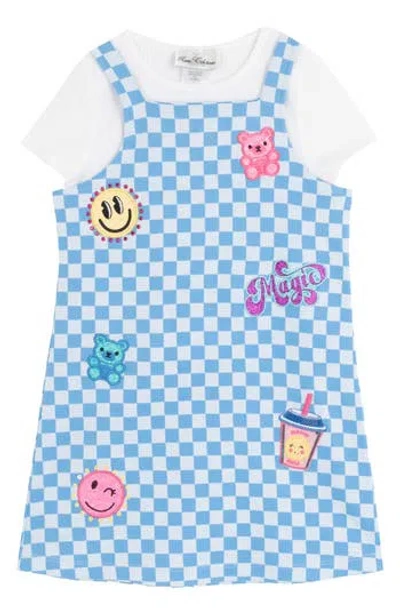 Rare Editions Kids' Patchwork Check Jumper & T-shirt Set In Blue