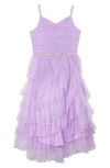 Shop Rare Editions Kids' Ruched Embellished Party Dress In Lilac