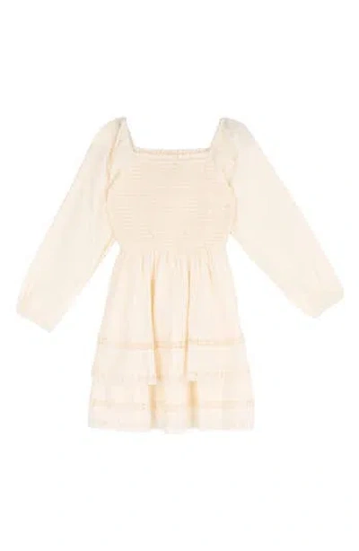 Rare Editions Kids' Smocked Tiered Hem Dress In Neutral