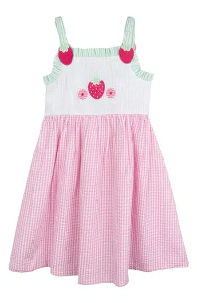 Rare Editions Kids' Strawberry Embroidered Seersucker Dress