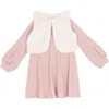 Rare Editions Kids' Textured Dress & Faux Fur Vest Set In Pink