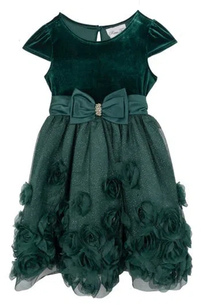Rare Editions Kids' Velvet Bodice Soutache Party Dress In Multi