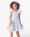 Shop Rare Editions Little And Toddler Girls 2-piece Floral Schiffli Seersucker Dress With Bag Set In Periwinkle