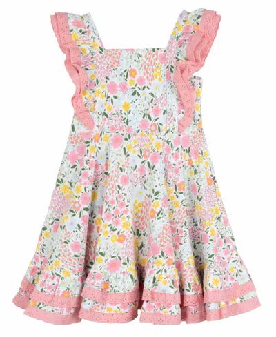 Rare Editions Kids' Little And Toddler Girls Floral And Crochet Dress In Pink
