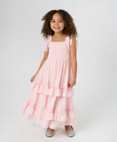 Rare Editions Kids' Little And Toddler Girls Floral Chiffon Dress In Pink